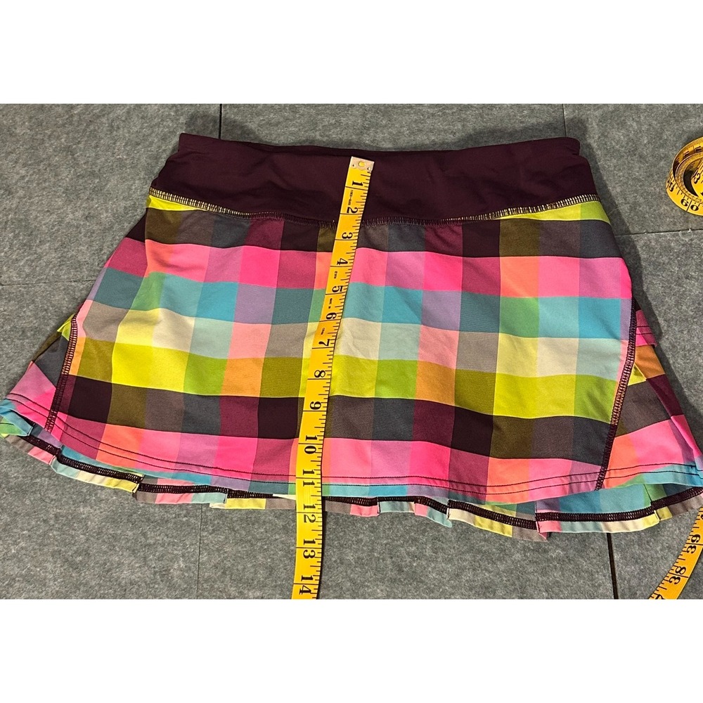 LULULEMON Pace Setter Skirt sea check plaid plum pink size 6 - Picture 6 of 12
